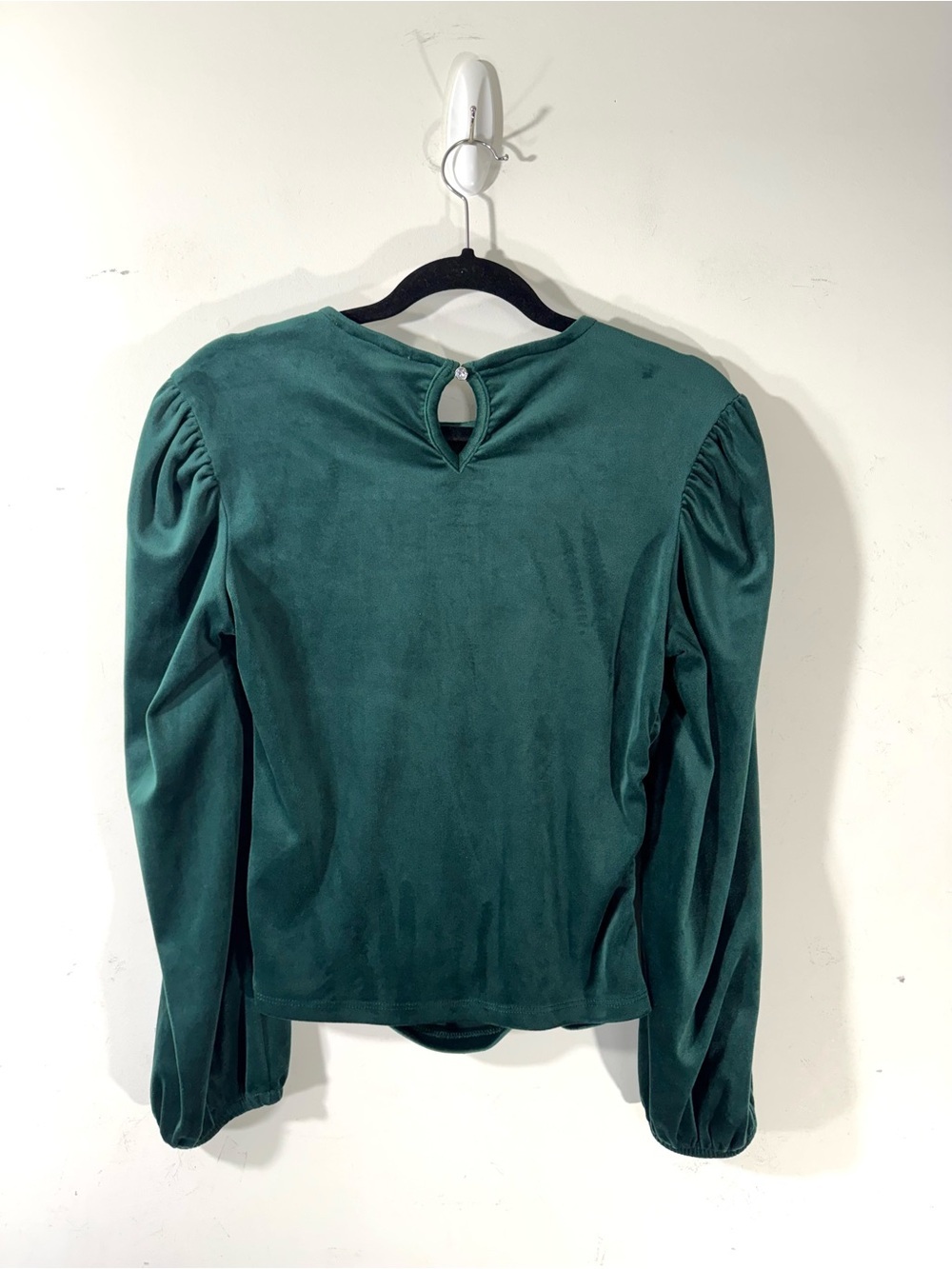 Tempted Hearts Dark Green Velvet Ruched Blouse Large holiday Whimsigoth - Picture 4 of 9